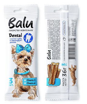 Купить balu Лакомство жевательное с омега 3, омега 6 для собак