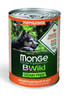 Monge Dog BWild Grain Free Puppy&Junior консервы беззерновые для щенков с уткой, тыквой и кабачками