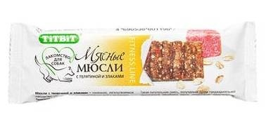 Купить titbit лакомство для собак мюсли fitness с телятиной и злаками, 1 шт.