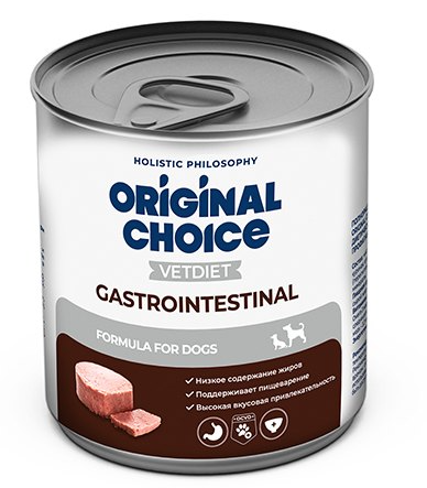 Купить original choice vetdiet gastrointestinal консервы диетическое полнорационное питание для собак профилактика болезней ЖКТ