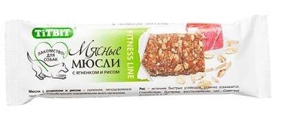 Купить titbit лакомство для собак мюсли fitness с ягненком и рисом, 1 шт.