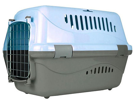 Купить СКИДКА zooexpress переноска для собак и кошек с металлической дверцей "Турне", голубая