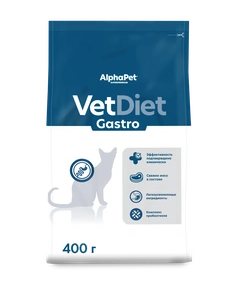 AlphaPet Vet Diet Gastro сухой корм при острых расстройствах пищеварения, в реабилитационный период и при истощении для кошек