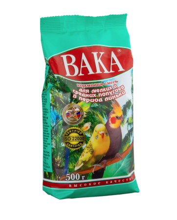 Купить ВАКА "ВК" сухой корм для мелких и средних попугаев в период линьки