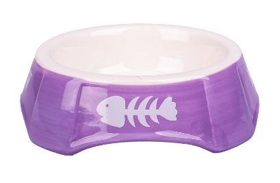 Купить mr.kranch миска керамическая для собак и кошек, фиолетовая с рыбками