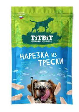 Купить titbit лакомство для собак нарезка из трески