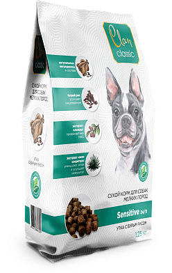 Купить АКЦИЯ 1,25кг + 250г clan classic sensitive-24/11 сухой корм для взрослых собак мелких пород с уткой и бурым рисом