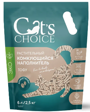 Cat's choice растительный комкующийся наполнитель тофу для кошек с ароматом кофе