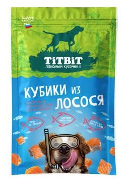 Купить titbit лакомство для собак кубики из лосося