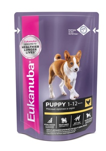 Купить eukanuba влажный корм для щенков с курицей в соусе (пауч)
