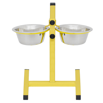 Купить tappi Паулен миска двойная металлическая с фиксатором на регулируемой подставке, желтая