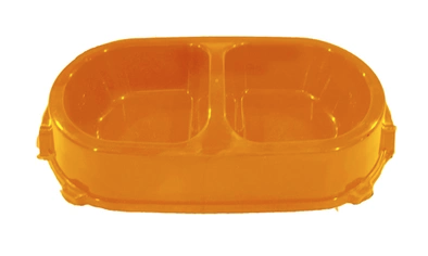 Купить favorite Миска для кошек и собак двойная нескользящая пластиковая оранжевая