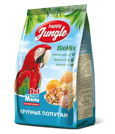 Купить happy jungle сухой корм для крупных попугаев