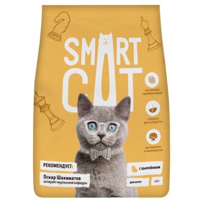 Купить smart cat сухой корм для котят, с цыпленком