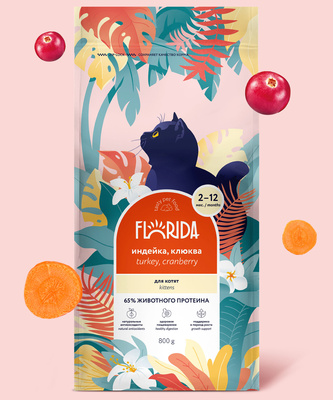 Купить florida сухой корм для котят с индейкой и клюквой