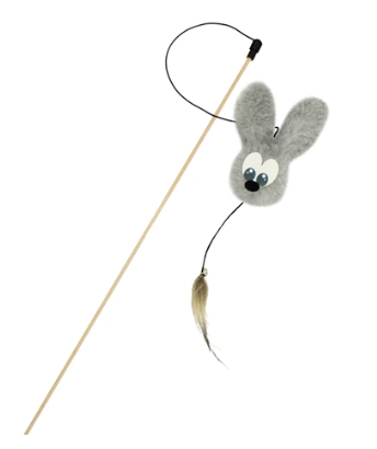 Купить gosi Игрушка для кошек Дразнилка Купер Махалка Заяц на веревке серая