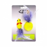 Papillon игрушка для кошек "мышка и мячик с перьями» желтые