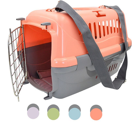 Купить СКИДКА zooexpress переноска для кошек и собак "турне" с металлической дверцей (коврик + ремень)