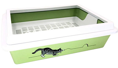 СКИДКА ZOOexpress туалет для кошек "Кис" глубокий с рамкой, с рисунком