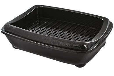 СКИДКА Yami-Yami туалет для кошек с рамкой-сеткой, глубокий черный