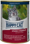 Happy cat консервы для кошек с кроликом и индейкой, кусочки в соусе (банка)