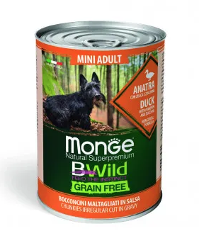Monge Dog BWild Grain Free Mini консервы беззерновые для взрослых собак мелких пород с уткой, тыквой и кабачками