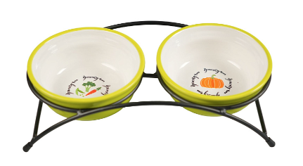 Купить mr.kranch миски двойные на подставке керамические для собак и кошек, салатовые