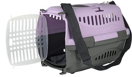 Купить СКИДКА zooexpress переноска "Турне" для собак и кошек с прозрачной дверцей, ковриком и ремнем, фиолетовая
