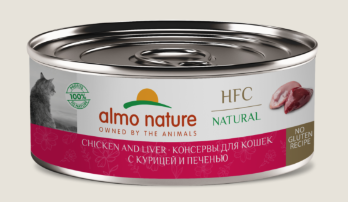 Купить almo nature (hfc, natural, chicken and liver) Консервы для кошек и котят с курицей и печенью
