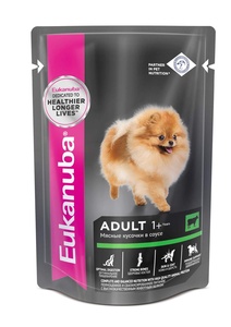 Купить eukanuba влажный корм для для собак с говядиной в соусе (пауч)