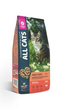 Купить all cats Сухой корм для взрослых кошек с говядиной и овощами