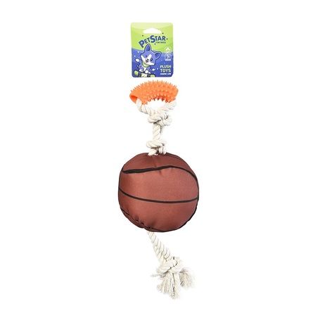 Купить petstar игрушка для собак МЯЧ БАСКЕТБОЛЬНЫЙ с канатом и пищалкой, текст.