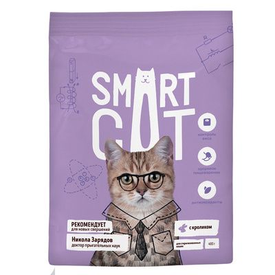 Купить smart cat сухой корм для стерилизованных кошек с кроликом
