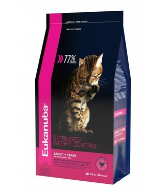 Купить eukanuba сухой корм для кастрированных и склонных к ожирению кошек (adult sterilized/weight control)