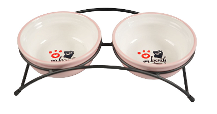 Купить mr.kranch миски двойные на подставке керамические для собак и кошек, розовые