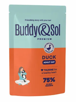 Купить buddy&sol premium adult влажный корм для взрослых кошек с уткой в соусе (пауч)