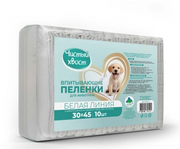Купить СКИДКА ЧИСТЫЙ ХВОСТ Белая линия пеленки для животных впитывающие 30х45 см