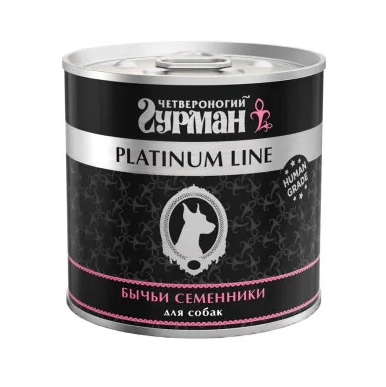 Четвероногий Гурман Platinum Line консервы для взрослых собак всех пород с бычьими семенниками в желе