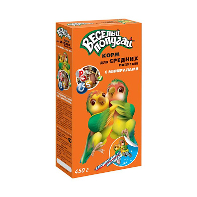 ЗООМИР Веселый попугай сухой корм для средних попугаев с минералами