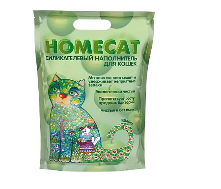 Купить homecat силикагелевый наполнитель для кошек с ароматом яблока