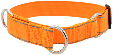ZOOexpress Fresh Line ошейник полуудавка с 3 кольцами для собак, апельсиновый