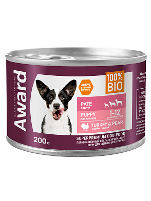 Award консервы для щенков от 1 месяца паштет из индейки с грушей