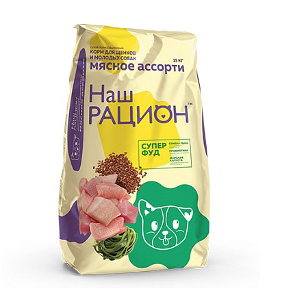 Купить Наш Рацион сухой корм для щенков всех пород Мясное ассорти