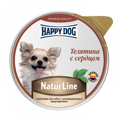 Happy dog Natur Line влажный корм паштет для собак телятина с сердцем (ламистер)