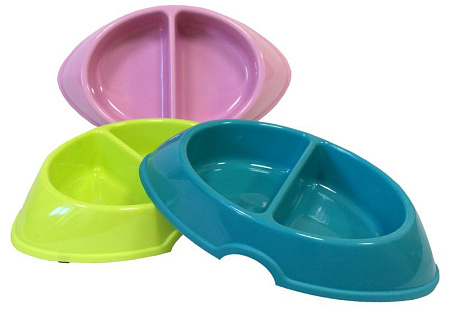 Купить zooexpress deluxe миска двойная пластиковая для собак прозрачная для собак, в ассортименте