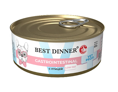 Best Dinner Vet Profi Gastrointestinal Low Fat консервы для собак с птицей