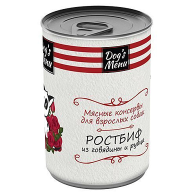 Dog`s Menu консервы для взрослых собак ростбиф из говядины и рубца