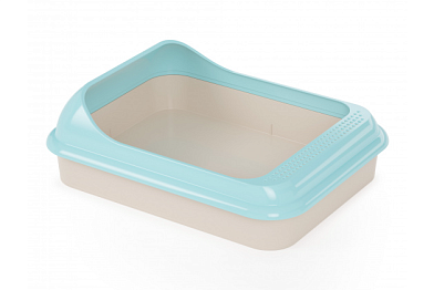 ALTA лоток для кошек "Мур-мяу" с бортиком голубой
