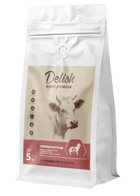Delish Super Premium сухой корм для беременных и кормящих собак средних и крупных пород говядина с рисом