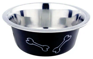 Homepet Color Косточки миска металлическая для собак и кошек, черная